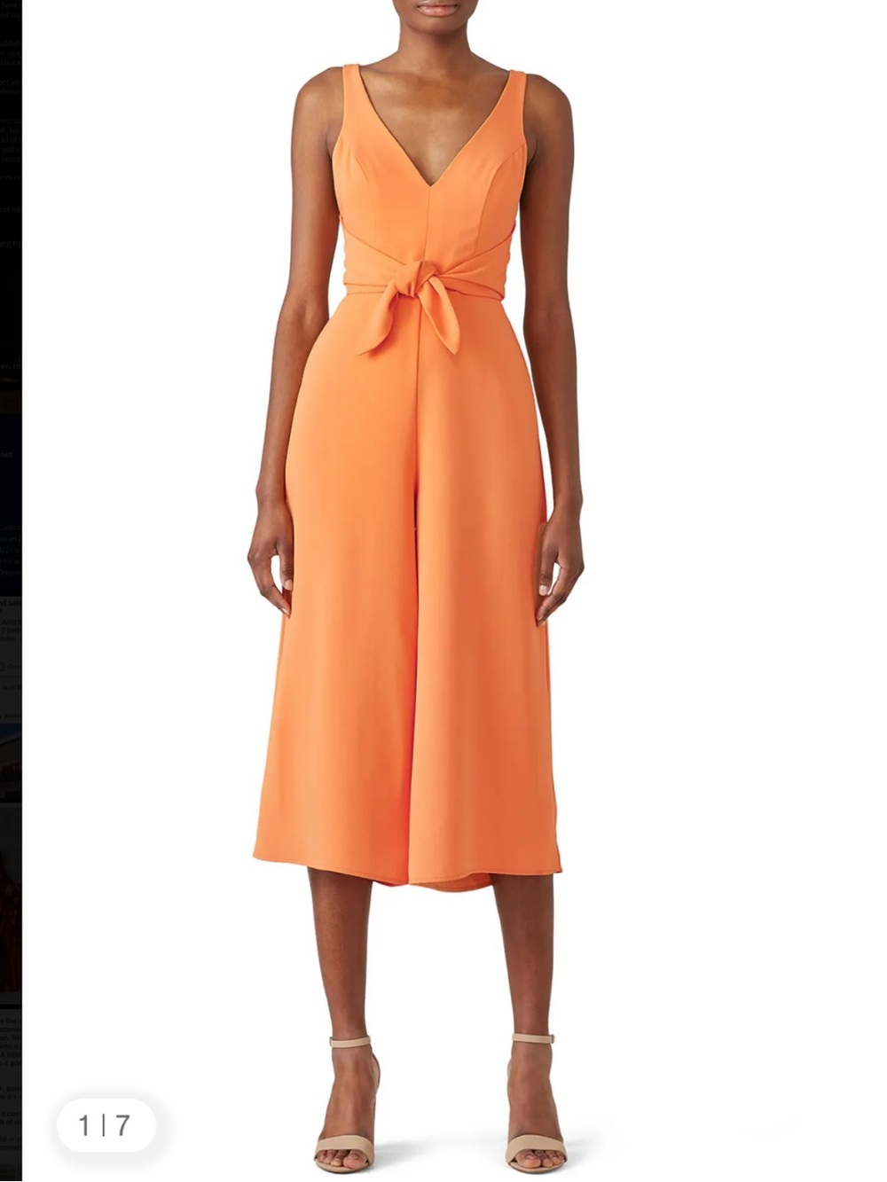 Amanda Uprichard Orange V-Neck Tie-Waist Jumpsuit